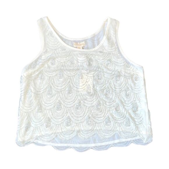 Anthropologie Lucy & Laurel Scalloped Beaded Embellished Top Size M NWT - Picture 1 of 14